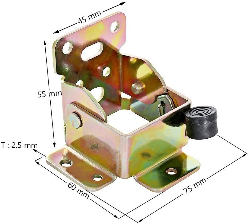 Set of 4 Iron Folding Lock Extension Brackets with Screws for Table, Chair, Bed Legs - Self Lock Hinges Foldable Support