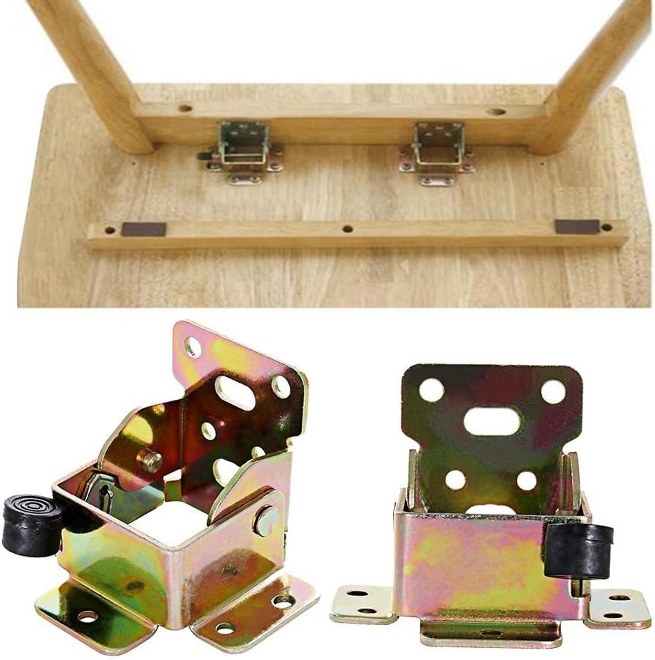 Set of 4 Iron Folding Lock Extension Brackets with Screws for Table, Chair, Bed Legs - Self Lock Hinges Foldable Support