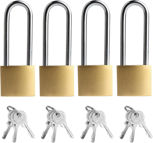 Set of 4 Keyed Padlocks 3.38 Inch Long with Keys for Outdoor Use - WildKart
