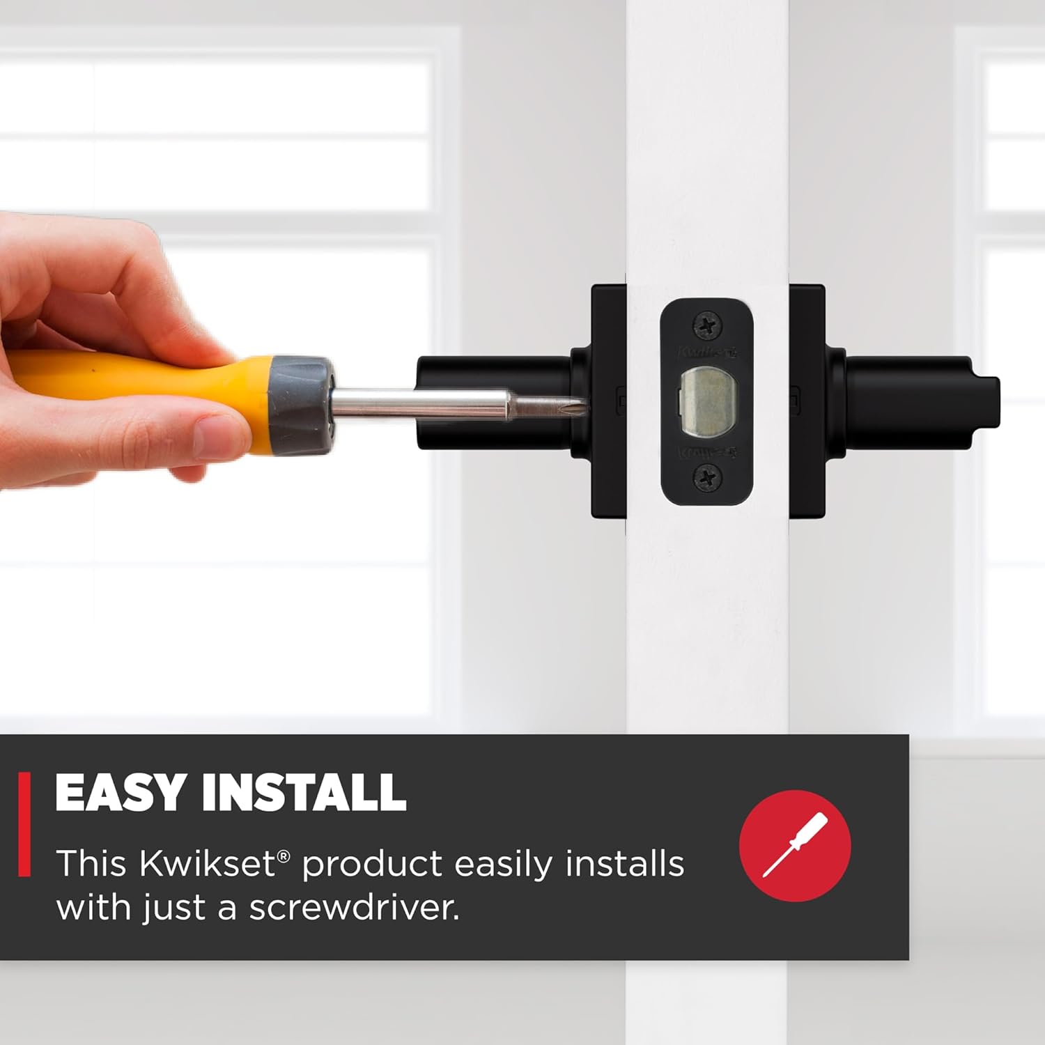 Set of 4 Kwikset Casey Interior Privacy Door Handles in Matte Black with Keyless Turn Lock and Microban Protection for Bathroom and Bedroom - WildKart