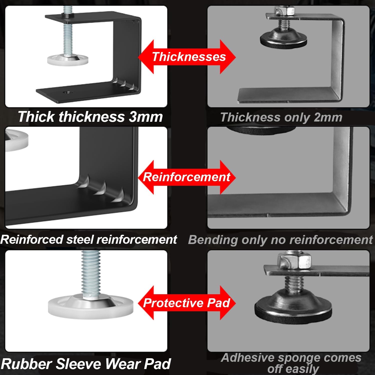 Set of 4 LISUNLI Drawer Fixing Clips for Easy Installation of Drawer Fronts - Cold-Rolled Steel Clamps for Woodworking Cabinets