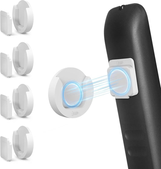 Set of 4 Magnetic Wall Mount Remote Control Holders - Self-Adhesive TV Remote Organizer for Back of TV - Upgrade Storage Solution in White Color
