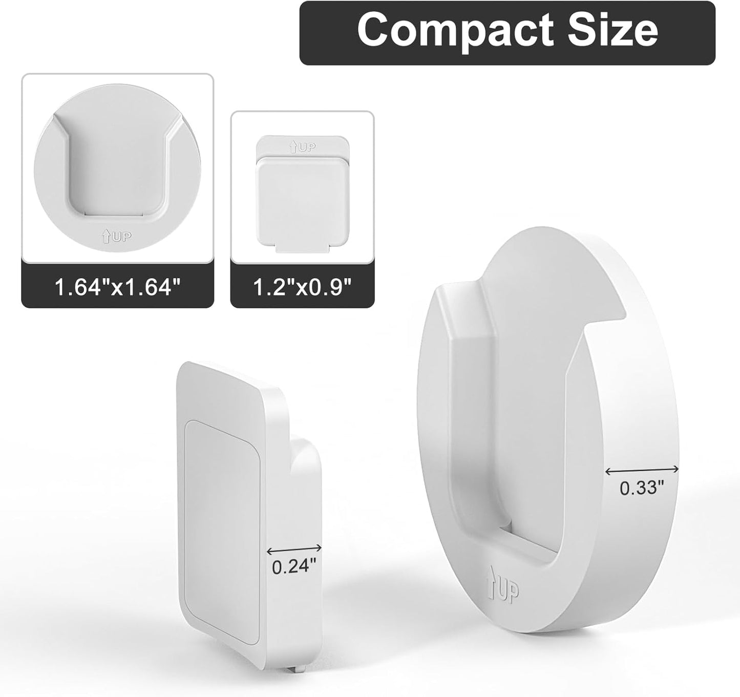 Set of 4 Magnetic Wall Mount Remote Control Holders - Self-Adhesive TV Remote Organizer for Back of TV - Upgrade Storage Solution in White Color