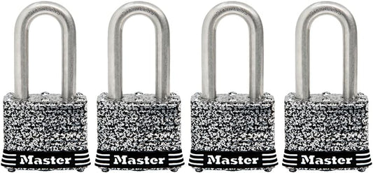 Set of 4 Master Lock Stainless Steel Outdoor Padlocks with Key, Keyed Alike - Silver
