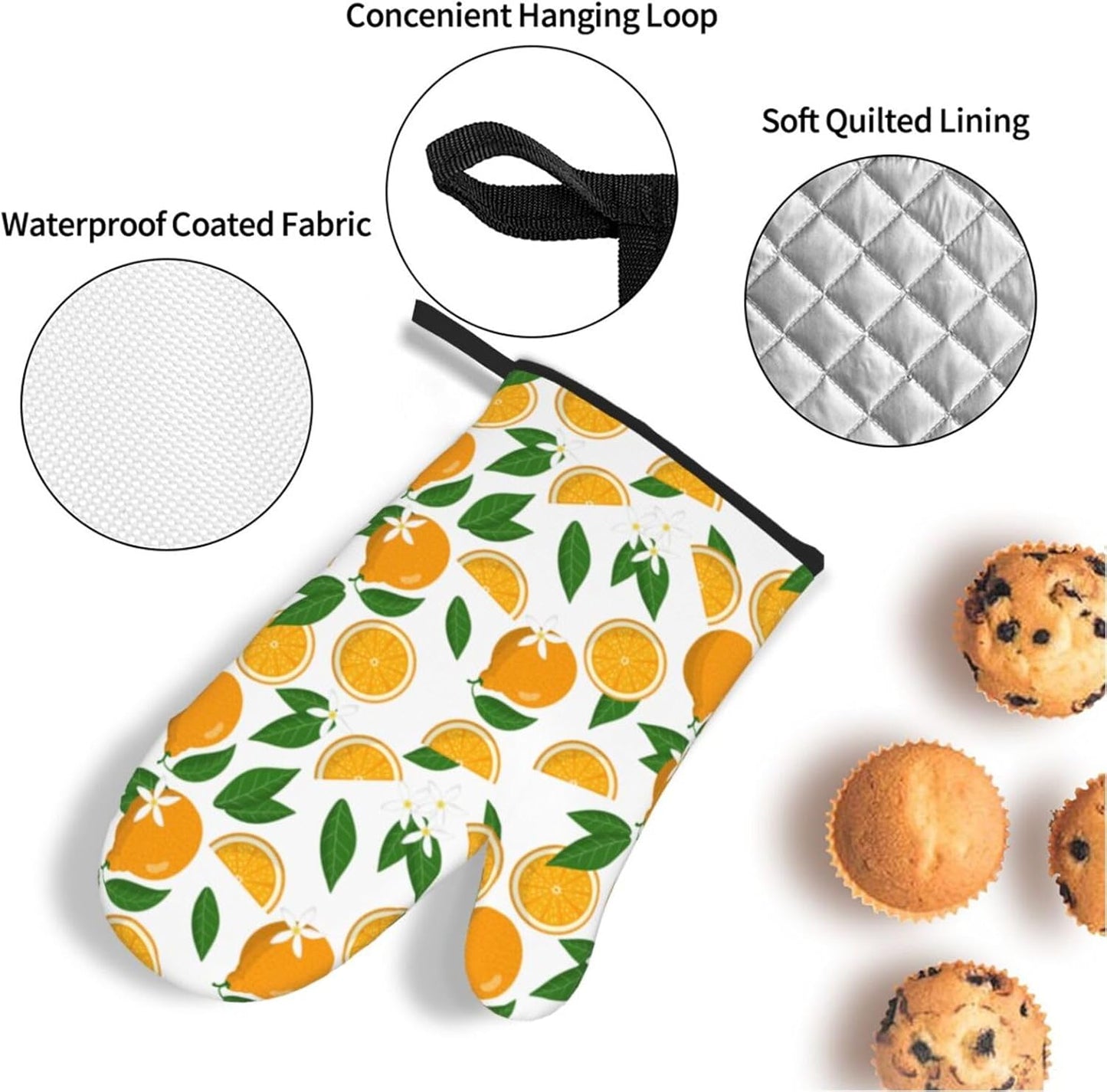 Set of 4 Orange Heat Resistant Oven Mitts and Pot Holders for Chef Baking Cooking BBQ