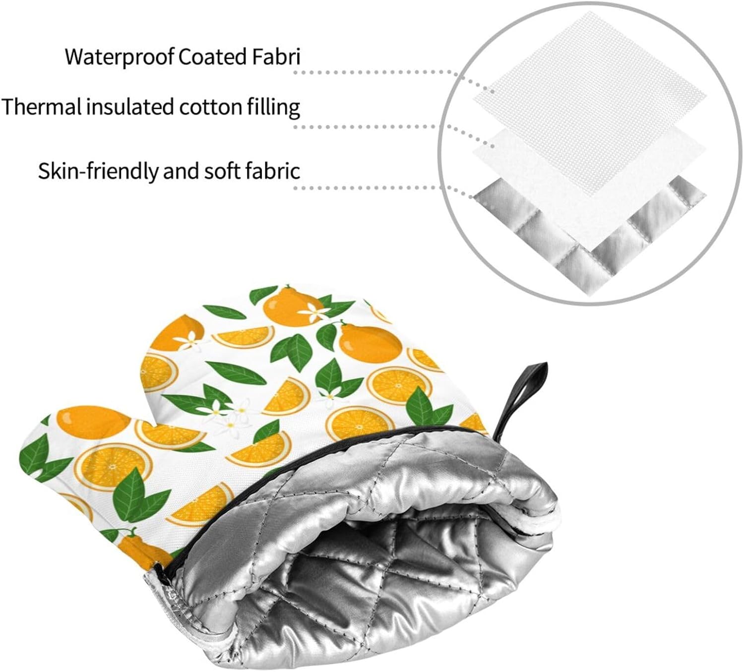 Set of 4 Orange Heat Resistant Oven Mitts and Pot Holders for Chef Baking Cooking BBQ