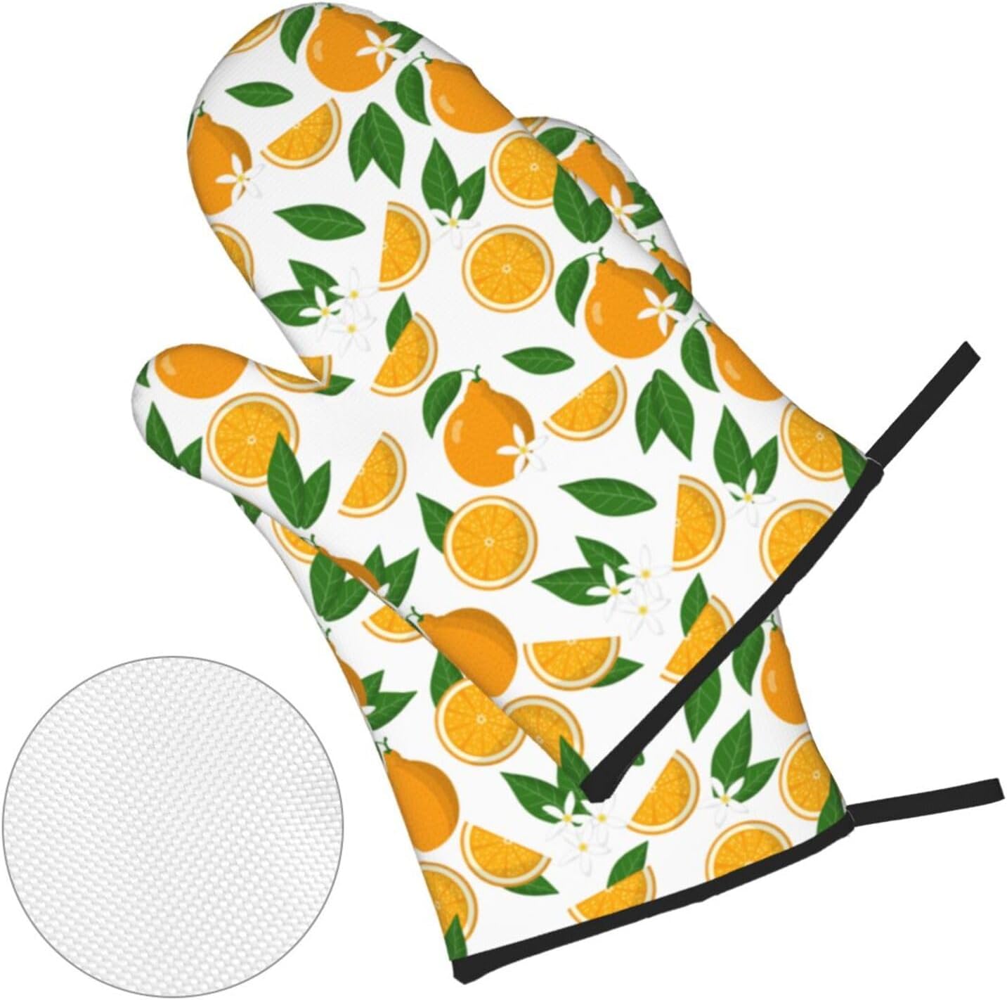 Set of 4 Orange Heat Resistant Oven Mitts and Pot Holders for Chef Baking Cooking BBQ