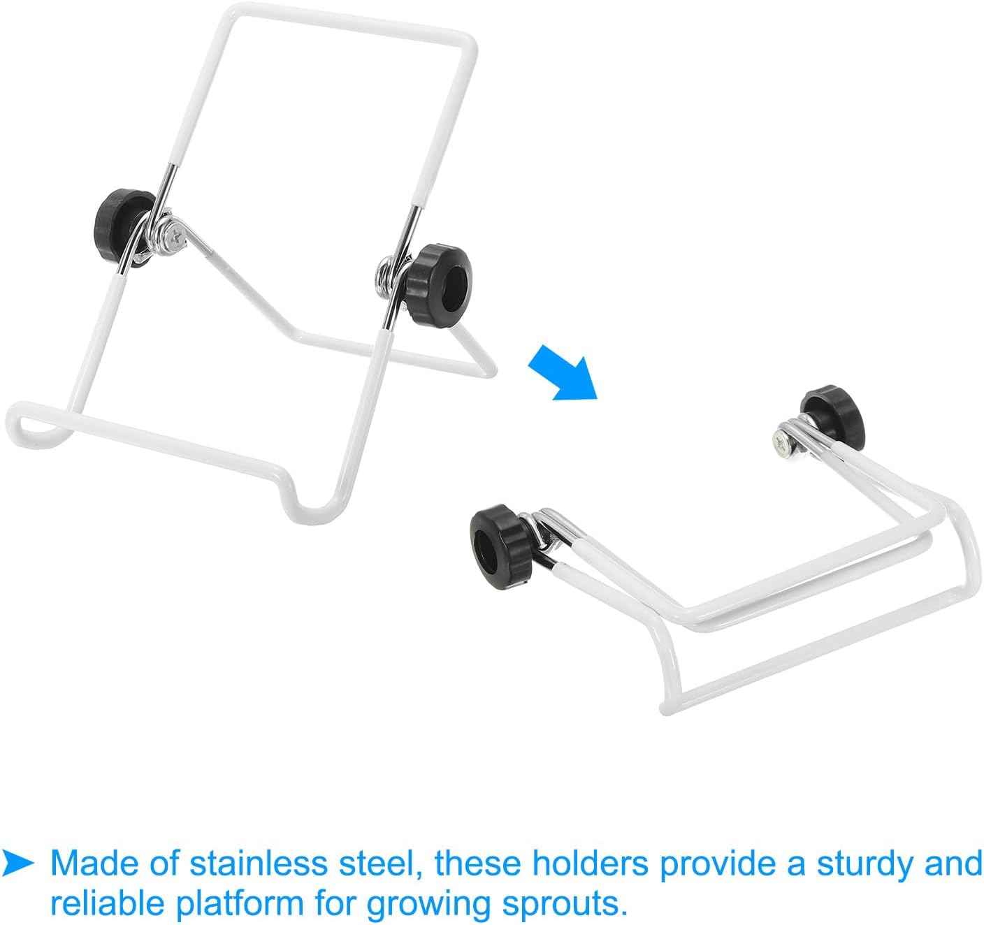 Set of 4 PATIKIL Stainless Steel Foldable Sprouting Stands for Wide Mouth Canning Jars - Adjustable Holders for Growing Sprouts