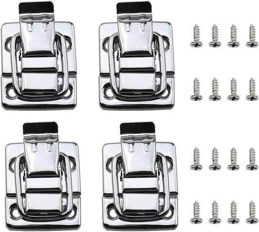 Set of 4 Retro Silver Metal Toggle Latches Catch for Chests, Suitcases, and Boxes - Includes Screws
