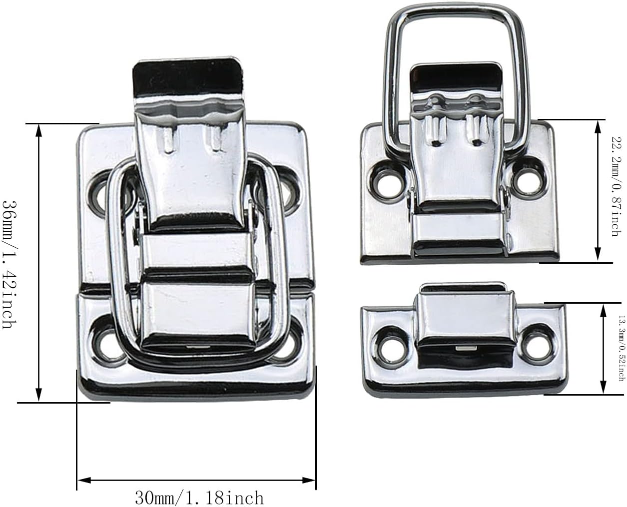 Set of 4 Retro Silver Metal Toggle Latches Catch for Chests, Suitcases, and Boxes - Includes Screws