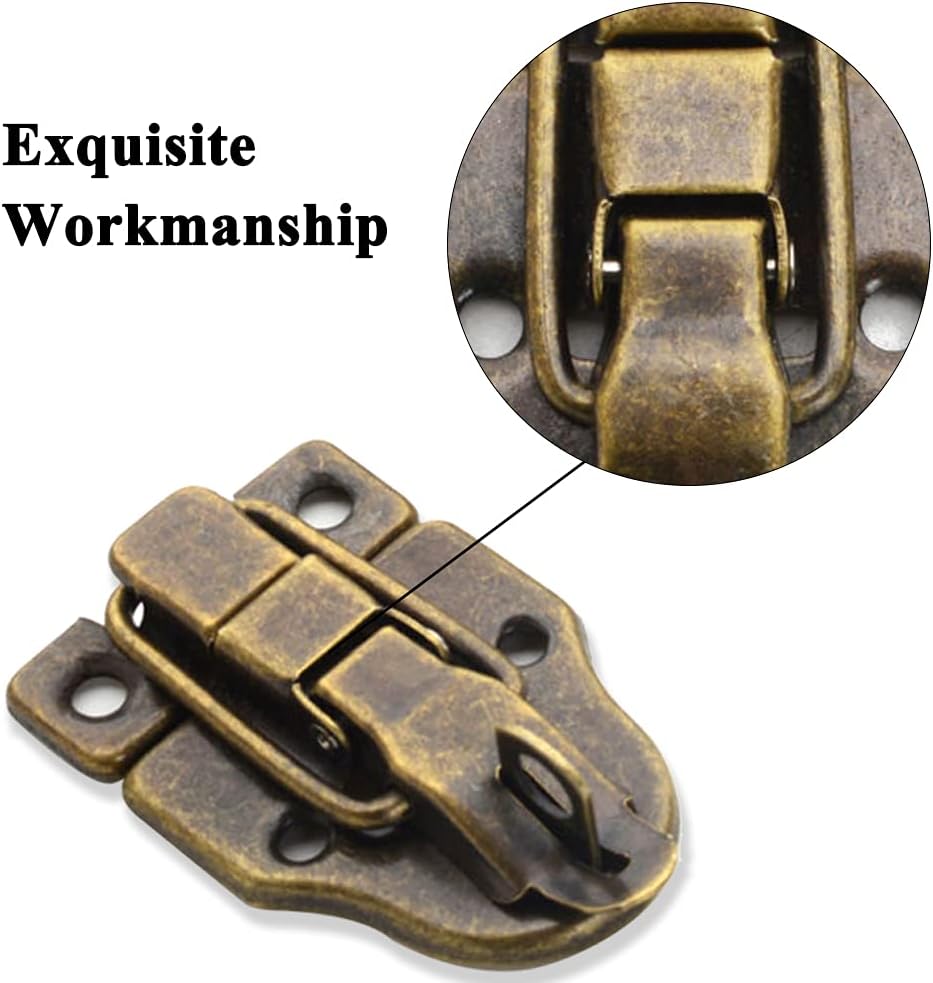 Set of 4 Retro Style Decorative Duckbilled Toggle Hasp Locks with Antique Padlocks for Jewelry Boxes, Wooden Cases, and Chests