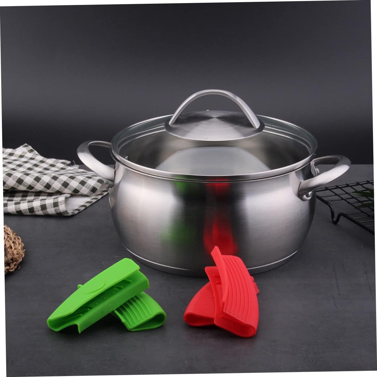 Set of 4 Silicone Cooking Pinch Mitts for Hot Plates, Pots, and Pans - Heat Resistant Oven Gloves for Baking and Kitchen Handling