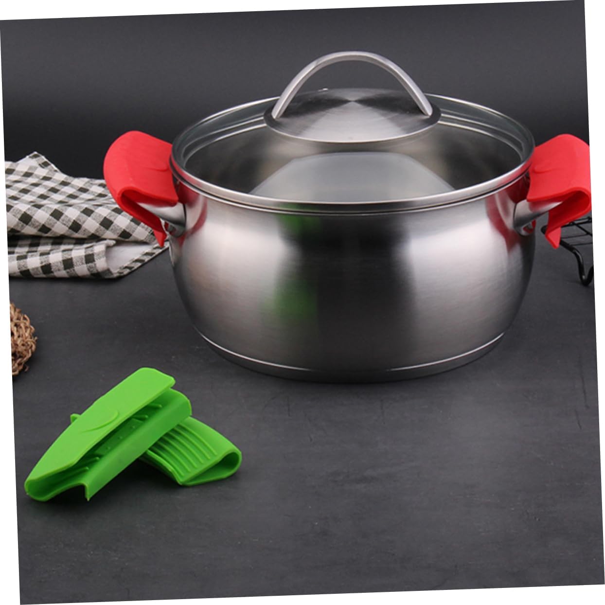 Set of 4 Silicone Cooking Pinch Mitts for Hot Plates, Pots, and Pans - Heat Resistant Oven Gloves for Baking and Kitchen Handling