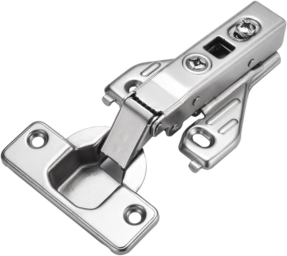 Set of 4 Soft Opening Full Overlay Concealed Hinges for Kitchen Cabinet Doors - Nickel Finish