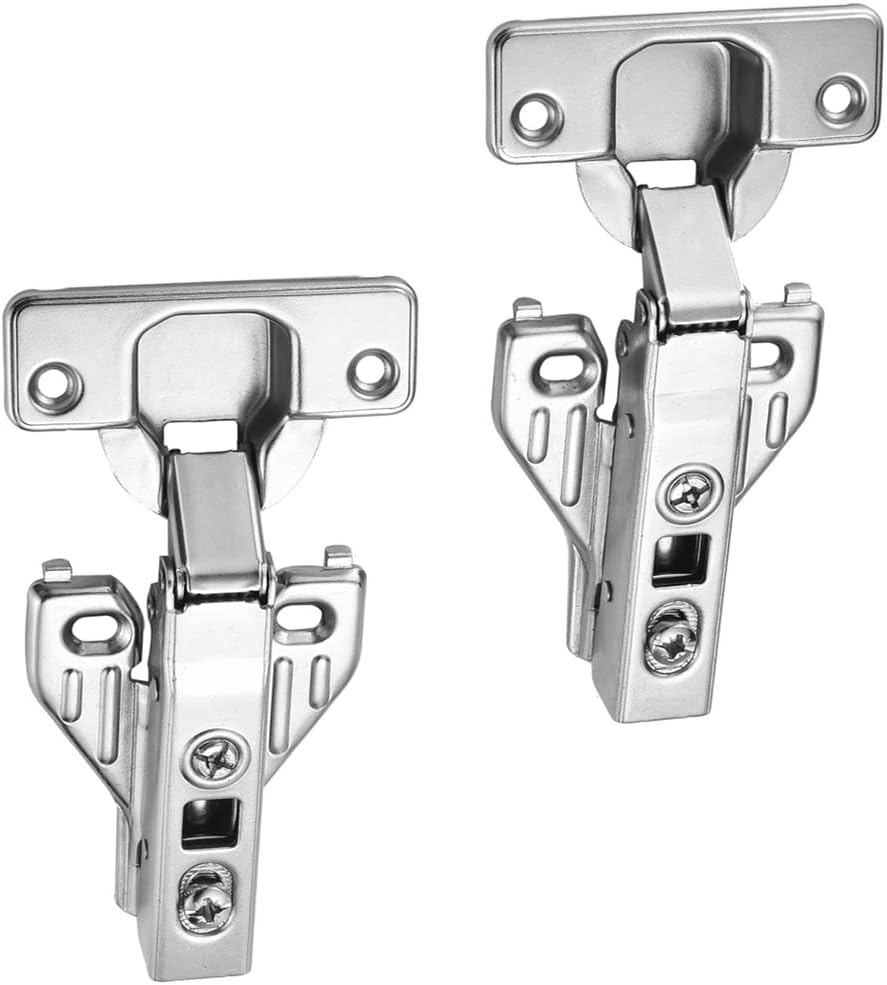 Set of 4 Soft Opening Full Overlay Concealed Hinges for Kitchen Cabinet Doors - Nickel Finish