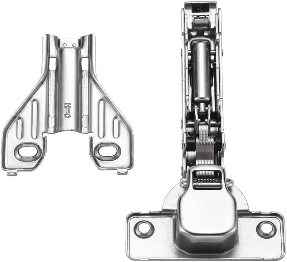 Set of 4 Soft Opening Full Overlay Concealed Hinges for Kitchen Cabinet Doors - Nickel Finish