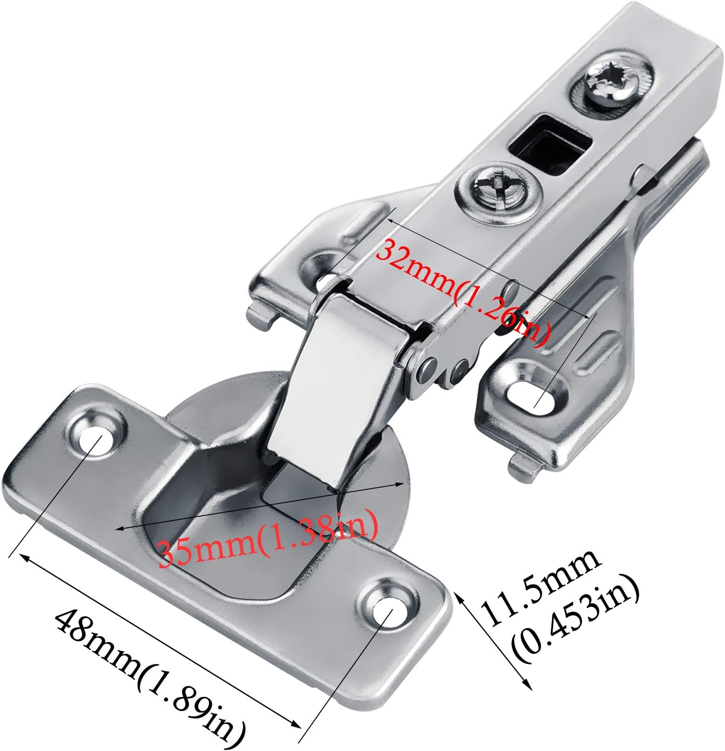 Set of 4 Soft Opening Full Overlay Concealed Hinges for Kitchen Cabinet Doors - Nickel Finish