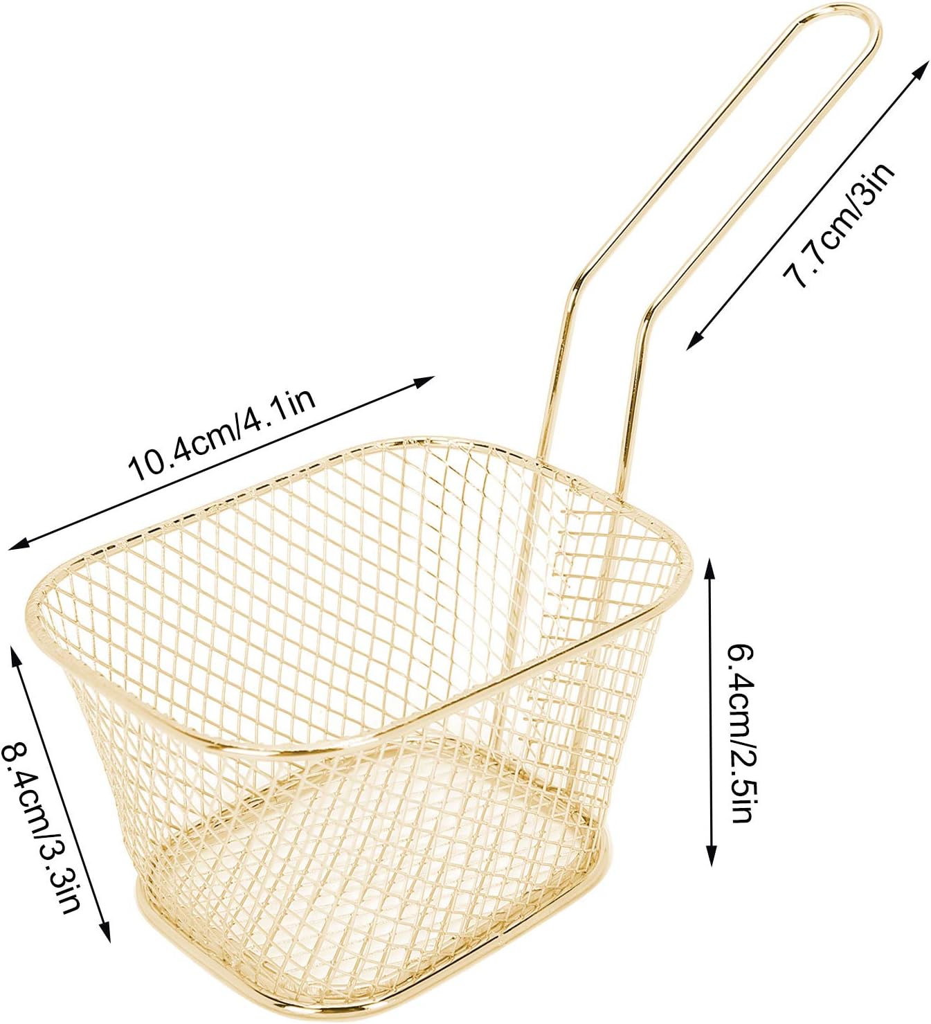 Set of 4 Stainless Steel Frying Baskets for French Fries, Onion Rings, Chicken Wings - Multi-Function Kitchen Tool in Gold Color by Haofy