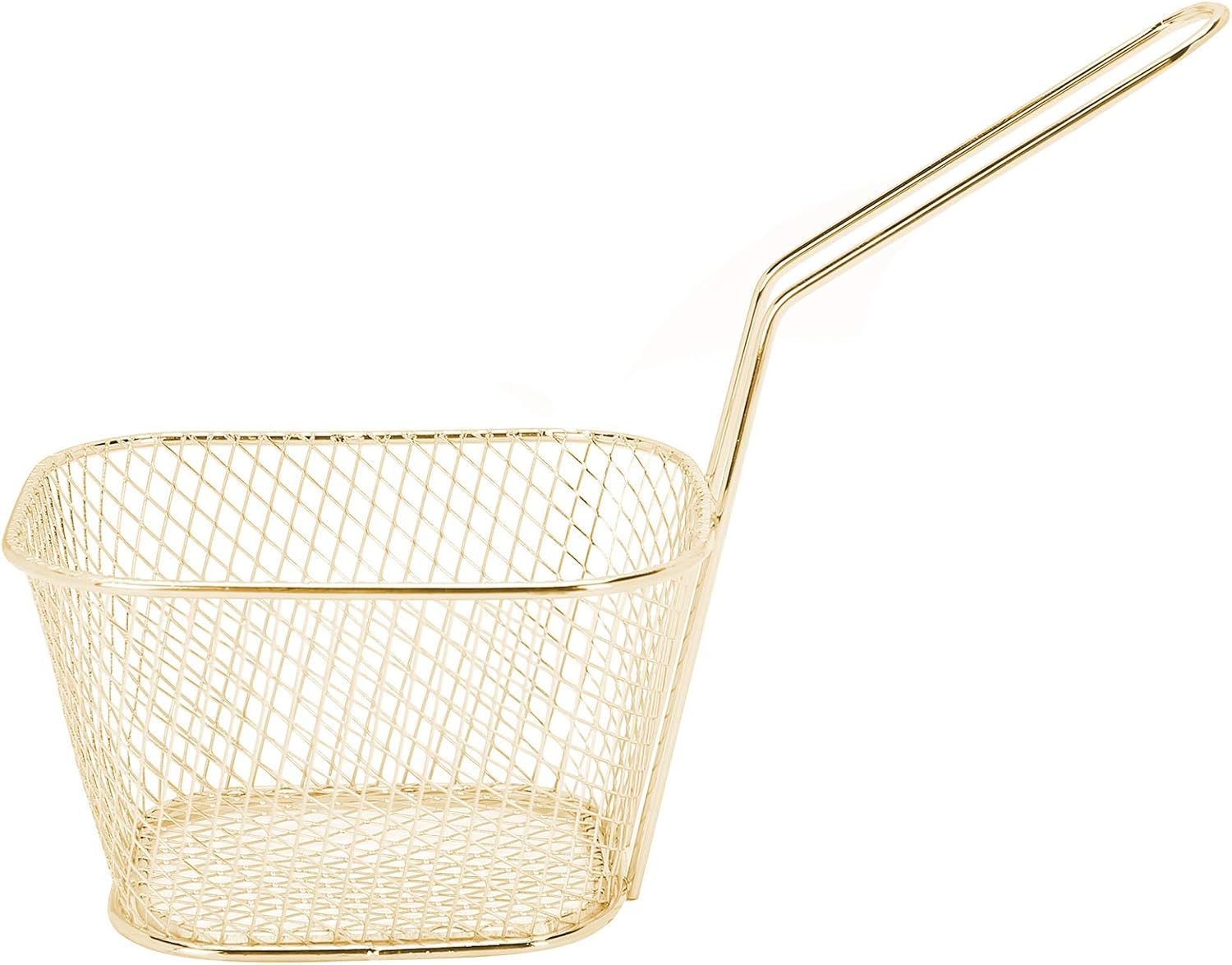 Set of 4 Stainless Steel Frying Baskets for French Fries, Onion Rings, Chicken Wings - Multi-Function Kitchen Tool in Gold Color by Haofy