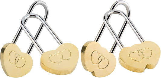 Set of 4 VeYocilk Love Lock Heart Padlocks - 3.5" 50mm Wish Locks for Eternal Love on Fence or Bridge (No Key Needed)