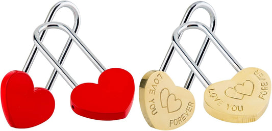 Set of 4 VeYocilk Love Lock Heart Padlocks - 3.5" 50mm Wish Locks for Fence and Bridge - No Key Needed