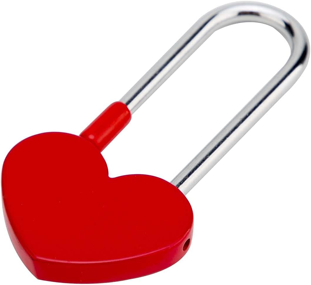 Set of 4 VeYocilk Love Lock Heart Padlocks - 3.5" 50mm Wish Locks for Fence and Bridge - No Key Needed
