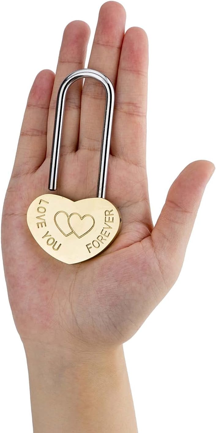 Set of 4 VeYocilk Love Lock Heart Padlocks - 3.5" 50mm Wish Locks for Eternal Love on Fence or Bridge (No Key Needed)