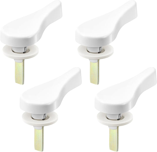 Set of 4 Zonon Sliding Door Latch Lever Spindle Pins in White Steel for Patio Door Replacement Hardware
