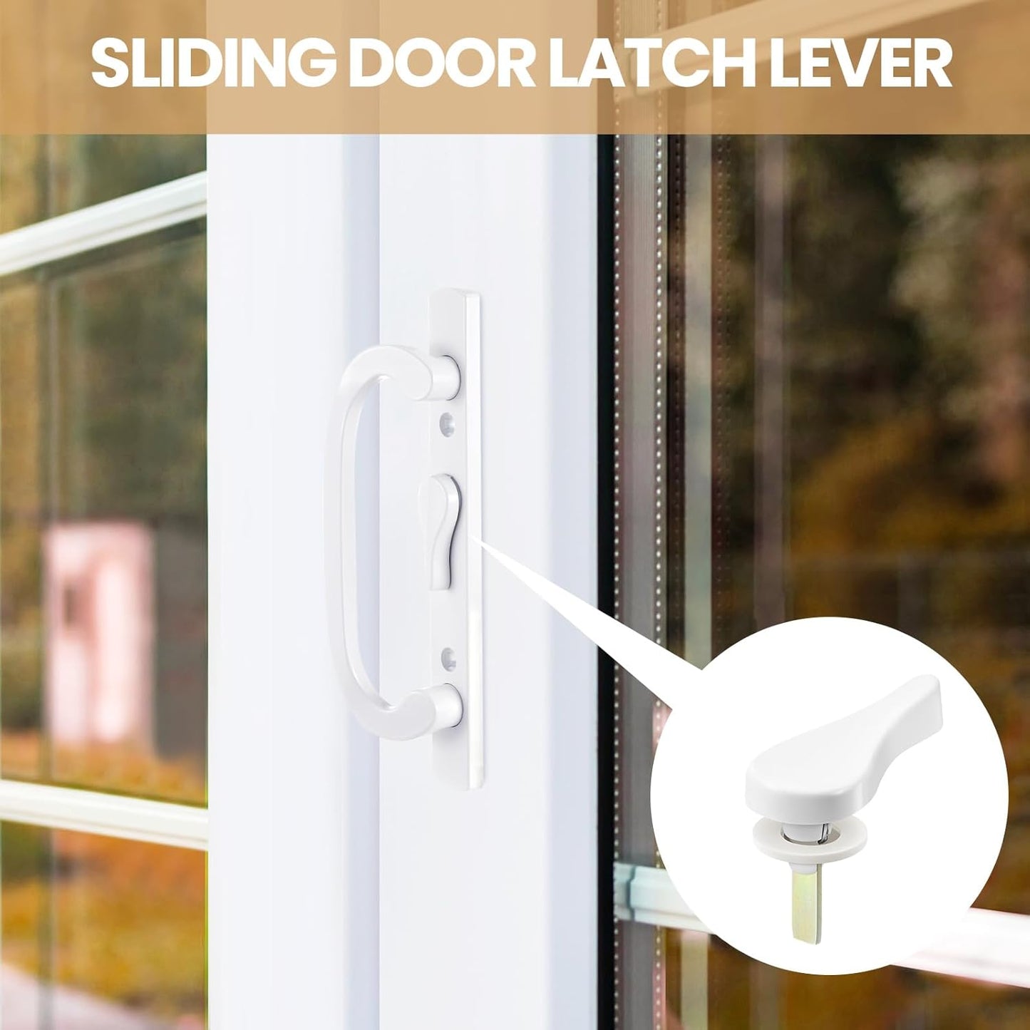 Set of 4 Zonon Sliding Door Latch Lever Spindle Pins in White Steel for Patio Door Replacement Hardware