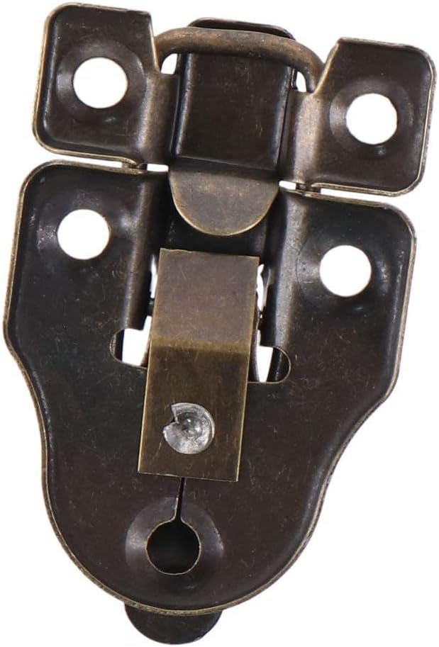 Set of 5 Duckbilled Hasp Iron Locks with Padlock Hole - Vintage Bronze Latch for Jewelry Box, Cabinet, Small Wooden Case, and Crafts