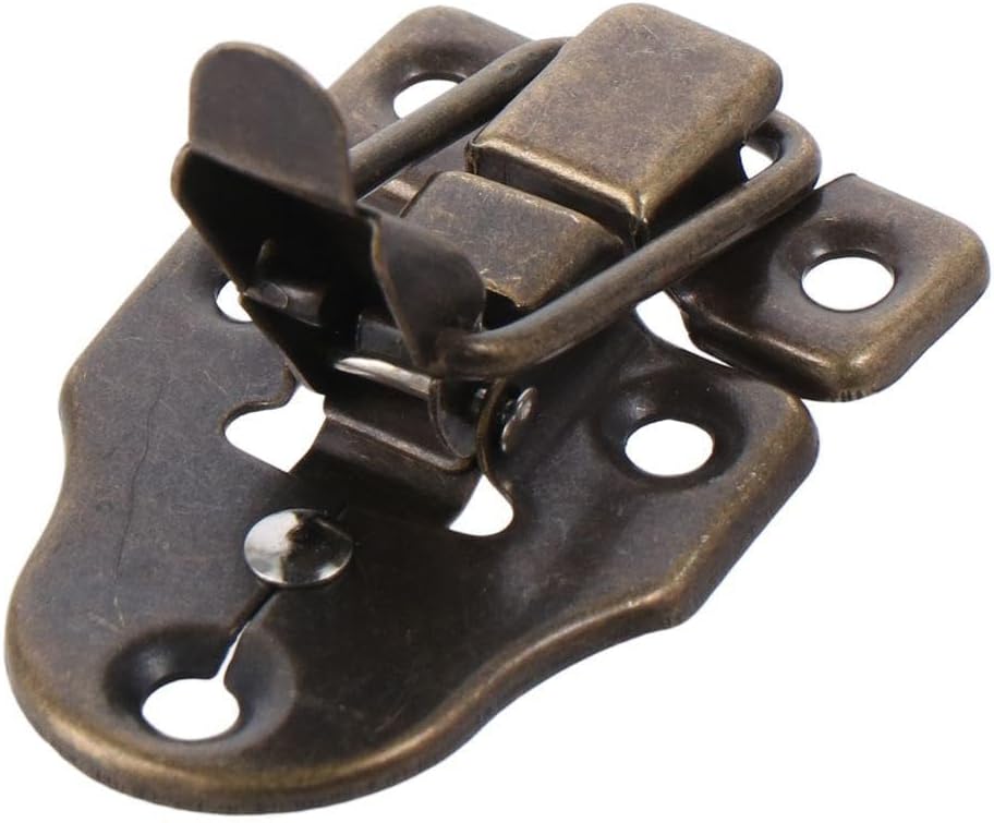 Set of 5 Duckbilled Hasp Iron Locks with Padlock Hole - Vintage Bronze Latch for Jewelry Box, Cabinet, Small Wooden Case, and Crafts