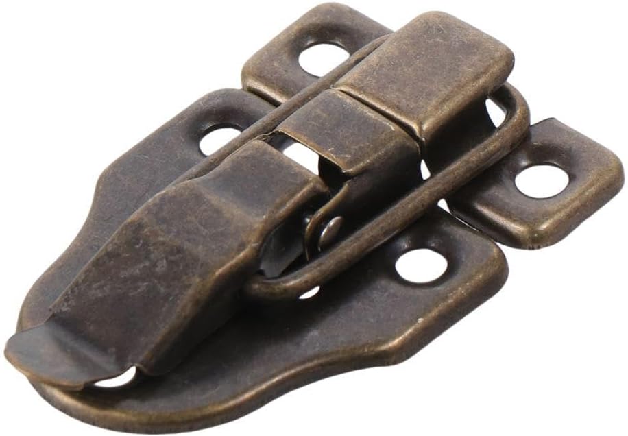 Set of 5 Duckbilled Hasp Iron Locks with Padlock Hole - Vintage Bronze Latch for Jewelry Box, Cabinet, Small Wooden Case, and Crafts