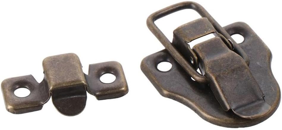 Set of 5 Duckbilled Hasp Iron Locks with Padlock Hole - Vintage Bronze Latch for Jewelry Box, Cabinet, Small Wooden Case, and Crafts