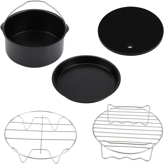 Set of 5 Non-Stick 7-inch Air Fryer Pans for Reusable Cake Accessories - ZLXHDL Air Fryer Accessories, Easy to Clean
