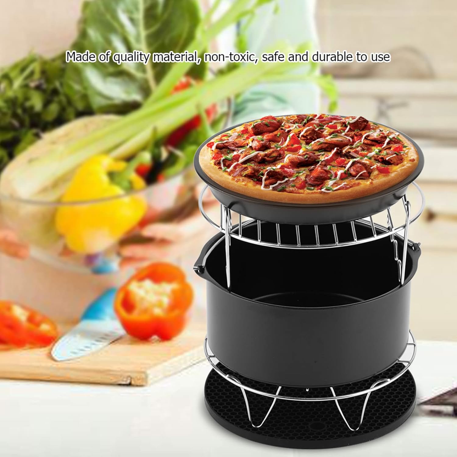 Set of 5 Non-Stick 7-inch Air Fryer Pans for Reusable Cake Accessories - ZLXHDL Air Fryer Accessories, Easy to Clean