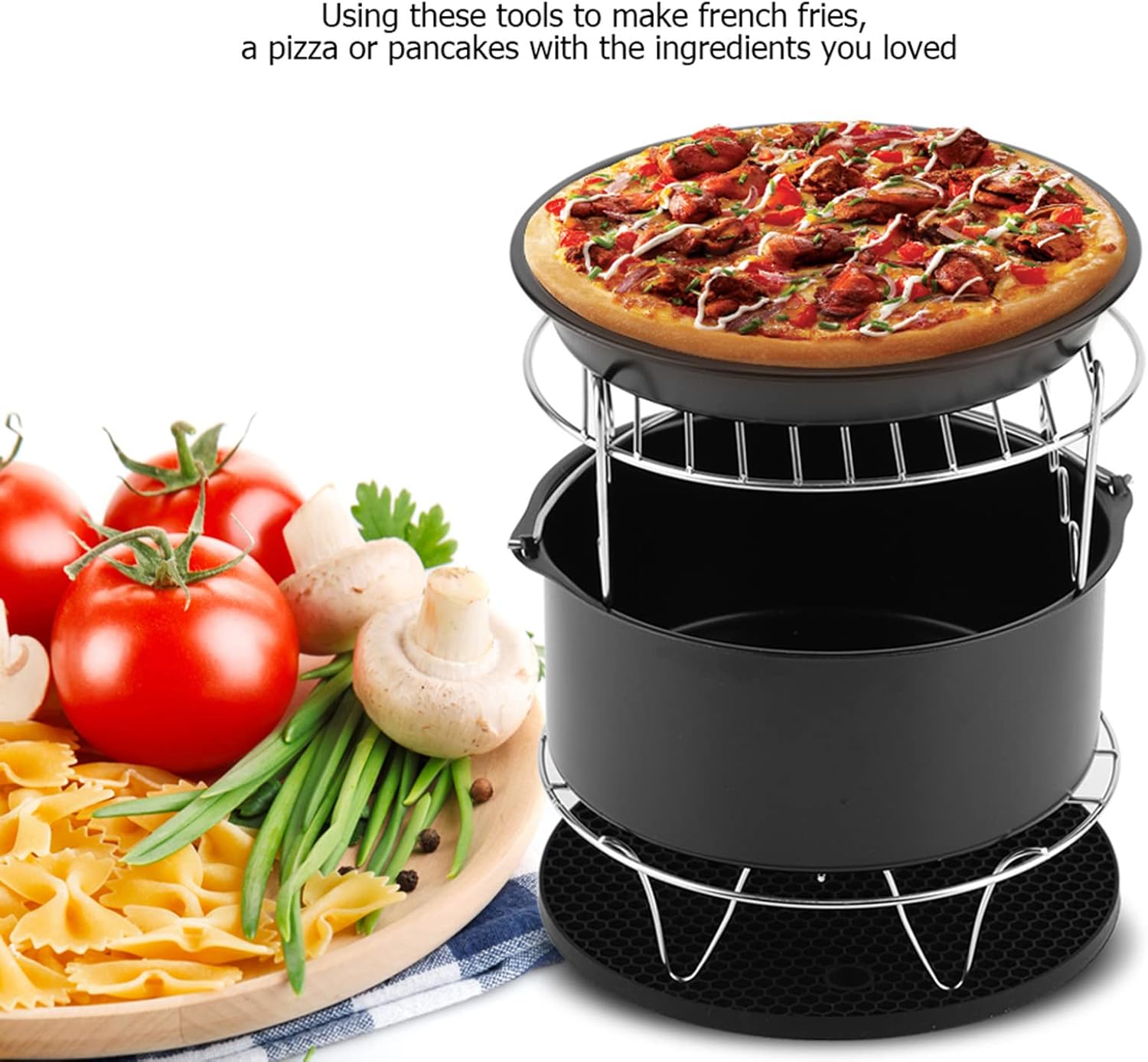 Set of 5 Non-Stick 7-inch Air Fryer Pans for Reusable Cake Accessories - ZLXHDL Air Fryer Accessories, Easy to Clean