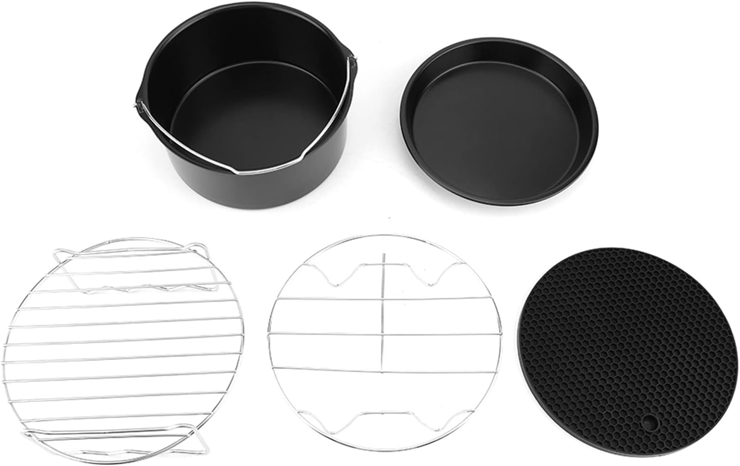 Set of 5 Non-Stick 7-inch Air Fryer Pans for Reusable Cake Accessories - ZLXHDL Air Fryer Accessories, Easy to Clean