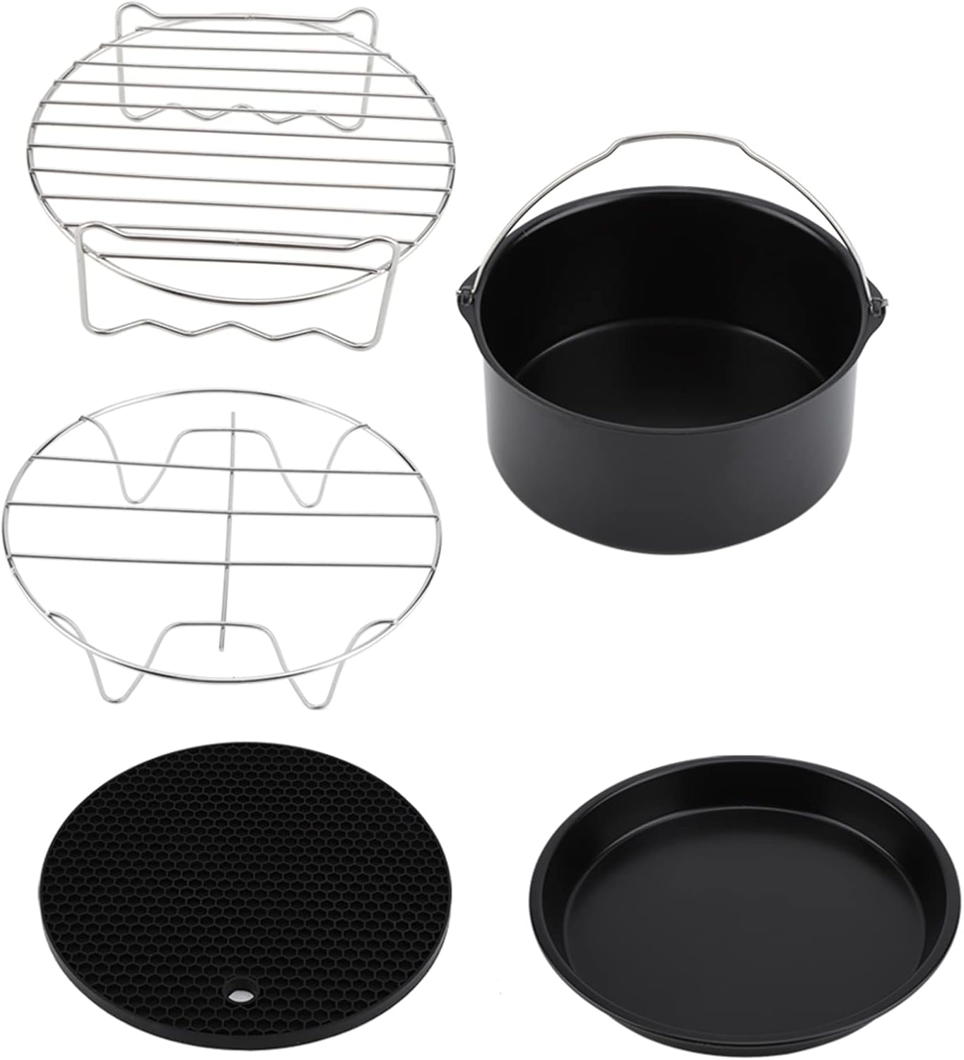 Set of 5 Non-Stick 7-inch Air Fryer Pans for Reusable Cake Accessories - ZLXHDL Air Fryer Accessories, Easy to Clean