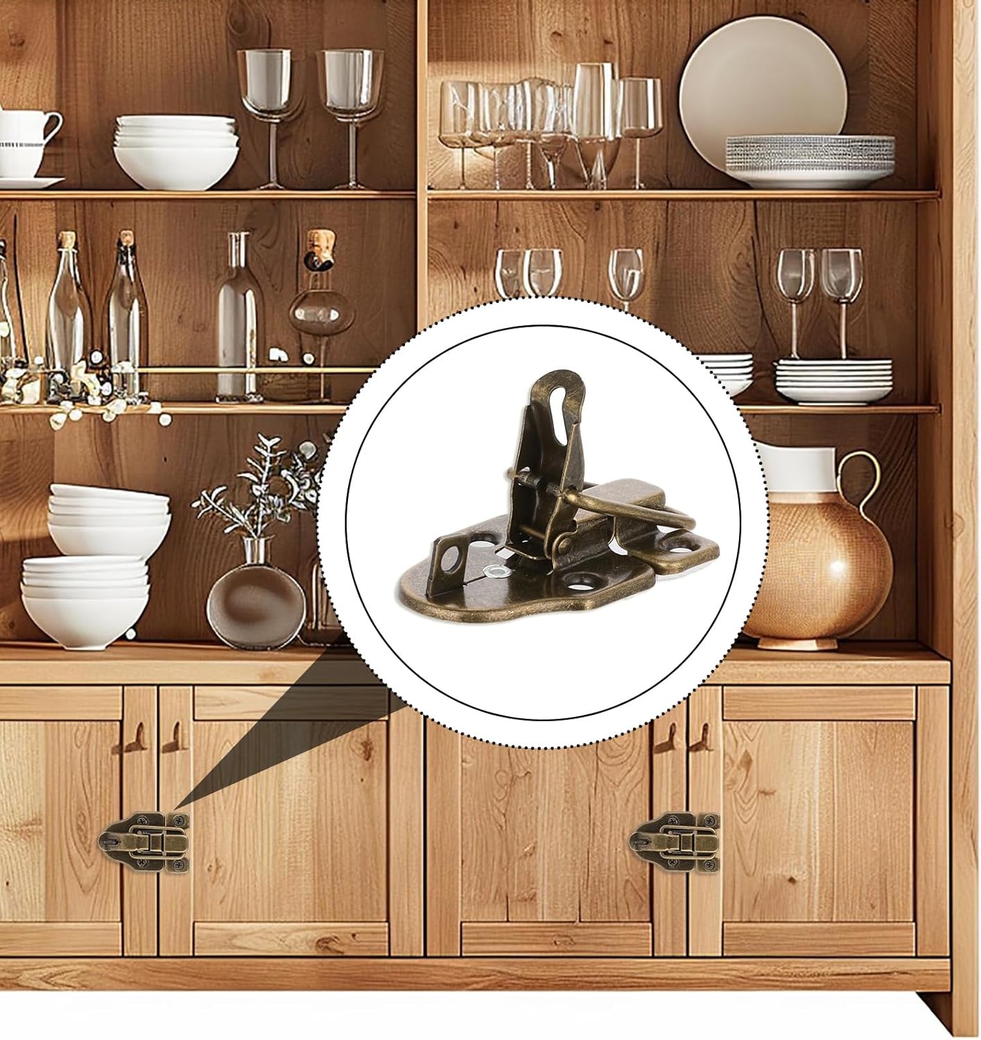 Set of 5 Vintage Duckbilled Toggle Hasp Latches with Padlock Hole, Gold Metal Clasp for Jewelry Box, Wooden Case, Crafts - Includes Screws