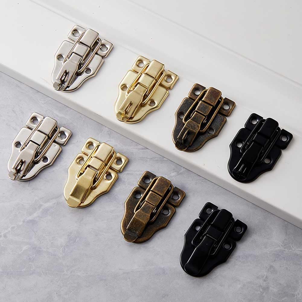 Set of 6 Antique Bronze Metal Duckbilled Hasp Latch Locks with Padlock Hole for Cabinet, Wooden Case, Jewelry Box, Suitcase