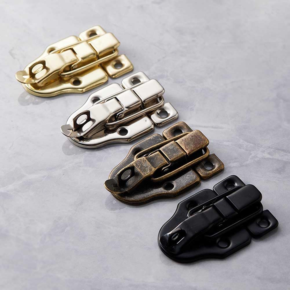 Set of 6 Antique Bronze Metal Duckbilled Hasp Latch Locks with Padlock Hole for Cabinet, Wooden Case, Jewelry Box, Suitcase