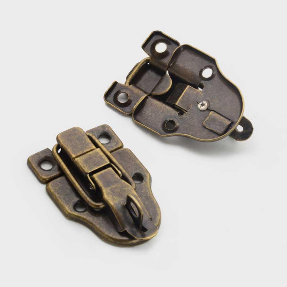 Set of 6 Antique Bronze Metal Duckbilled Hasp Latch Locks with Padlock Hole for Cabinet, Wooden Case, Jewelry Box, Suitcase