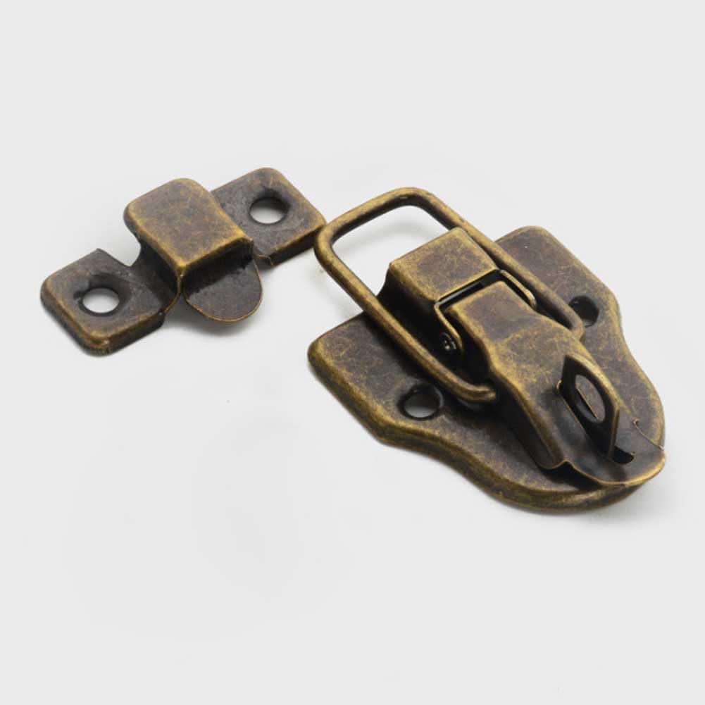 Set of 6 Antique Bronze Metal Duckbilled Hasp Latch Locks with Padlock Hole for Cabinet, Wooden Case, Jewelry Box, Suitcase