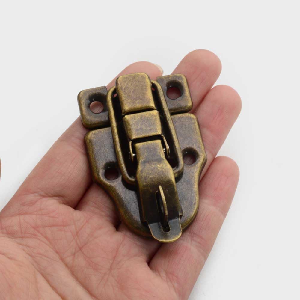 Set of 6 Antique Bronze Metal Duckbilled Hasp Latch Locks with Padlock Hole for Cabinet, Wooden Case, Jewelry Box, Suitcase