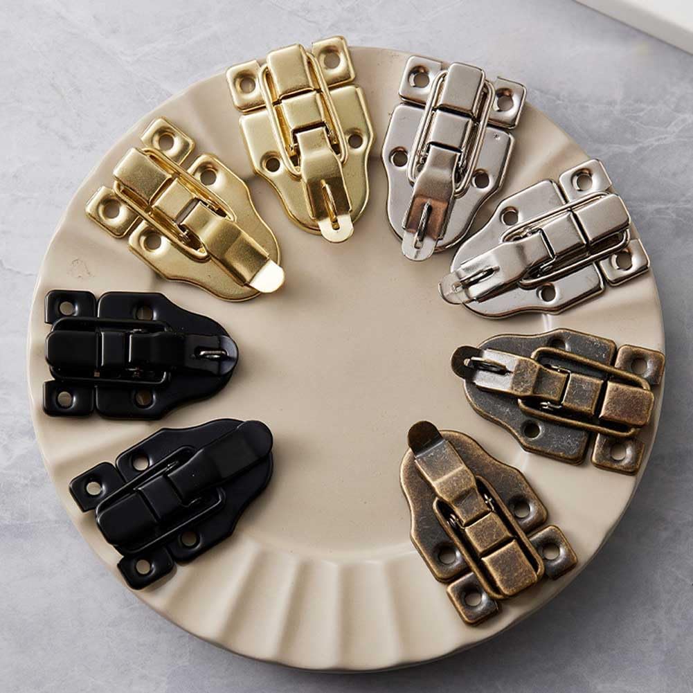 Set of 6 Antique Bronze Metal Duckbilled Hasp Latch Locks with Padlock Hole for Cabinet, Wooden Case, Jewelry Box, Suitcase