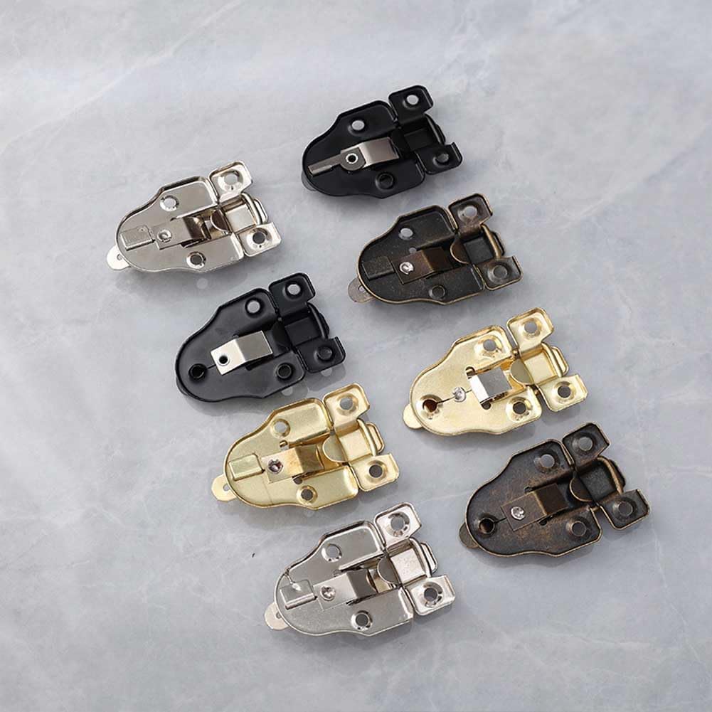 Set of 6 Antique Bronze Metal Duckbilled Hasp Latch Locks with Padlock Hole for Cabinet, Wooden Case, Jewelry Box, Suitcase