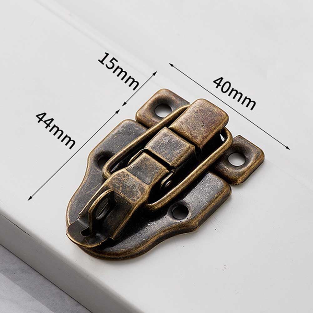 Set of 6 Antique Bronze Metal Duckbilled Hasp Latch Locks with Padlock Hole for Cabinet, Wooden Case, Jewelry Box, Suitcase