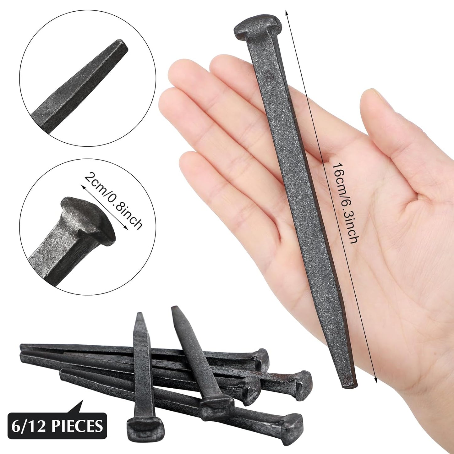 Set of 6 Crucifixion Nails - 6 Inch Iron Replica Tacks for Passion of Jesus Christ, Church, Christian Home, Christmas, Easter