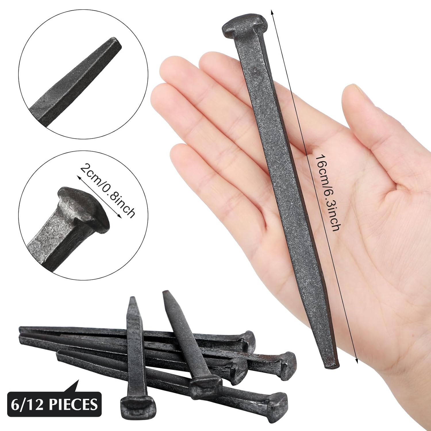 Set of 6 Crucifixion Nails - 6 Inch Iron Replica Tacks for Passion of Jesus Christ, Church, Christian Home, Christmas, Easter