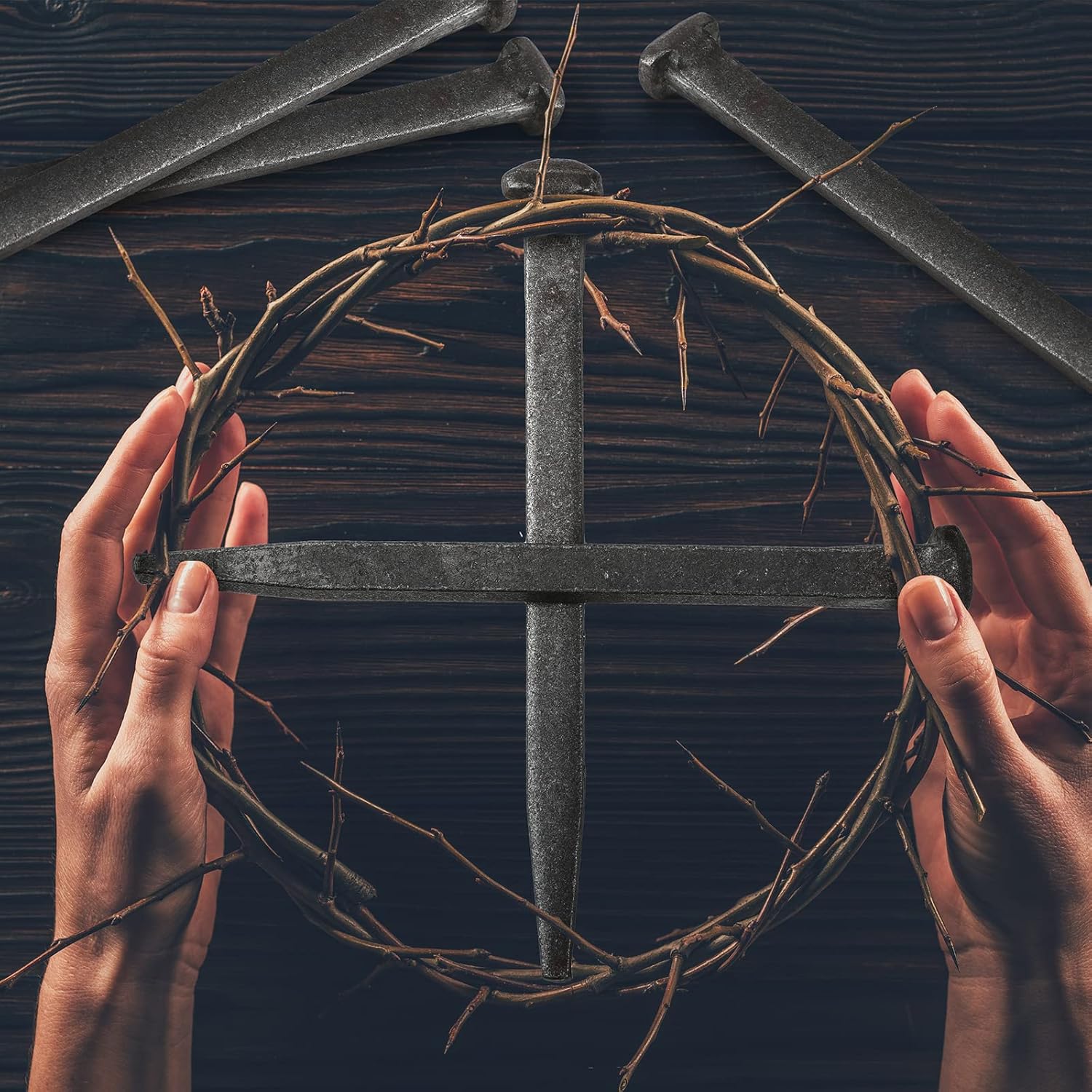 Set of 6 Crucifixion Nails - 6 Inch Iron Replica Tacks for Passion of Jesus Christ, Church, Christian Home, Christmas, Easter